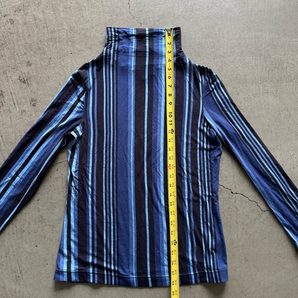 Bessie / Women’s Striped Turtleneck Long Sleeve Top / blue / 6 - Picture 4 of 7